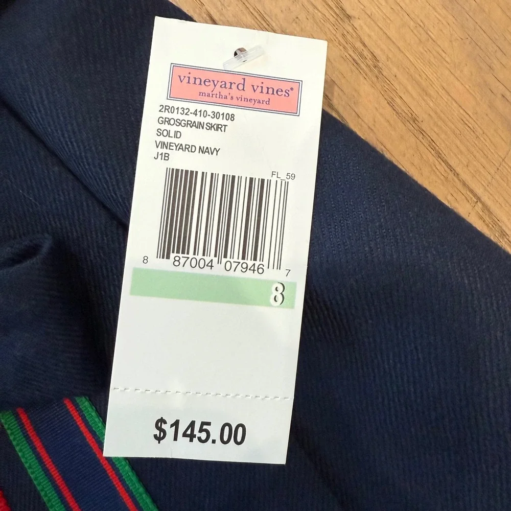 Vineyard Vines‎ Wool Skirt Tartan Wrap Navy Size 8 NWT Grosgrain Skirt